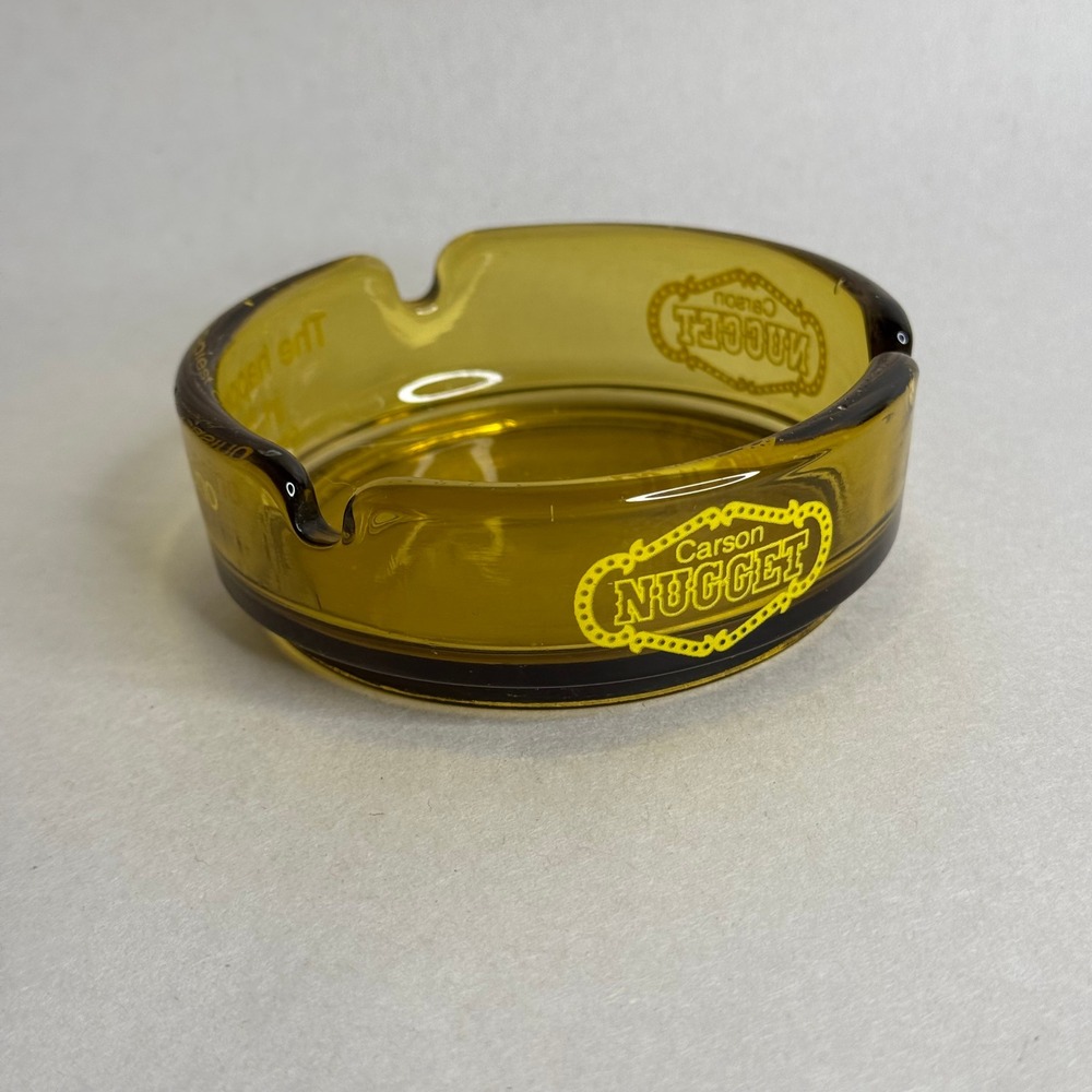 Vintage Carson Nugget Casino Glass Ashtray Amber Yellow‎ Carson City Nevada